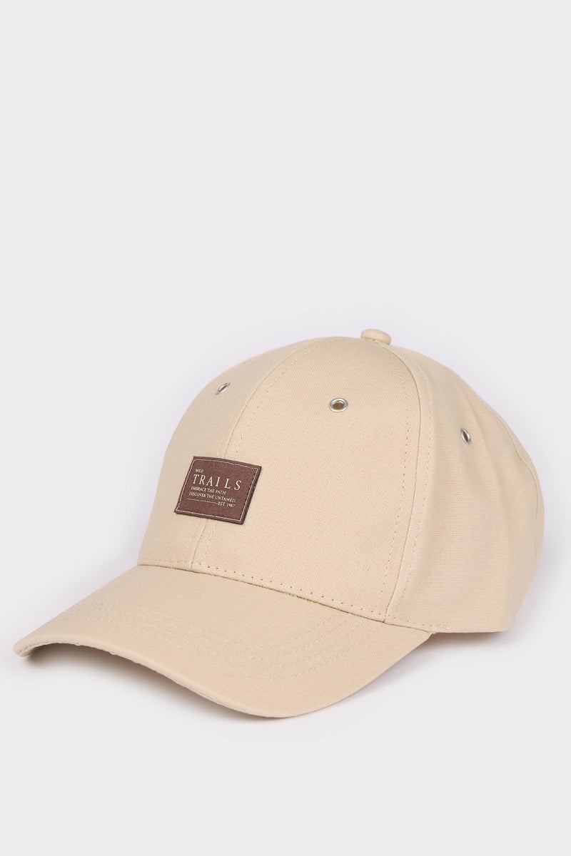 DeFacto Beige Man Man Cotton Label Print Cap Casual - Image 1
